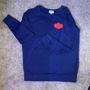 Navy Embroidered Heart Sweater